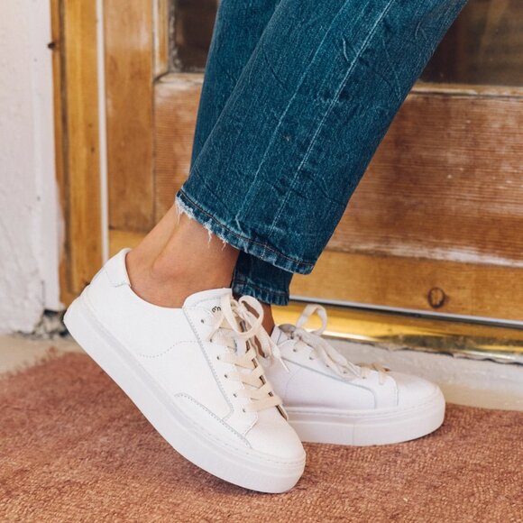 Soludos Women's Ibiza Platform Classic Leather Sneaker White Casual Summer - Picture 2 of 11